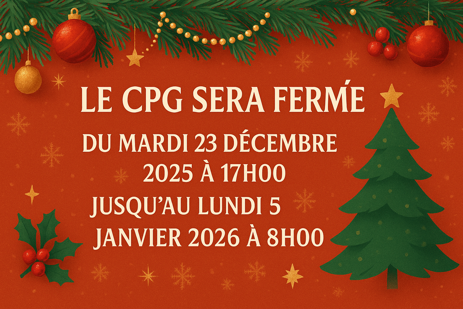 fermeture estivale cpg